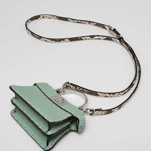 Fendi Menta Selleria Leather/Snakeskin Nano Peekaboo Maxi Handle Bag - 7AS106 - Picture 2 of 11